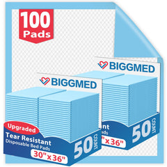 BIGGMED tear-resistant bed pad, side view shows protection and dryness.