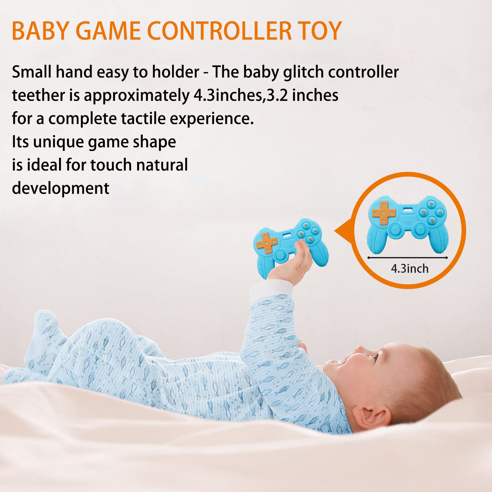 BIGSPINACH remote teether blue buttons angle showcases easy grasp for tiny hands