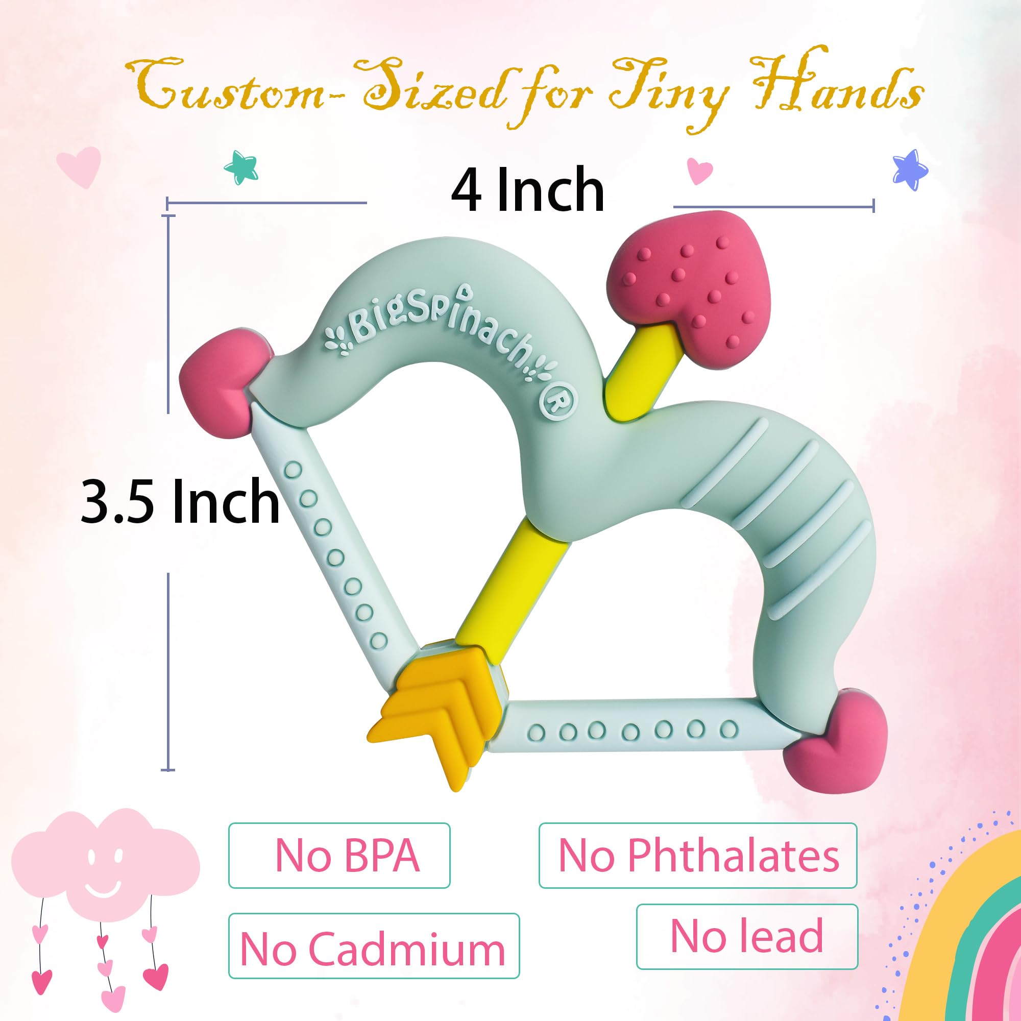 BIGSPINACH dishwasher-safe teether for fast, hygienic cleaning.