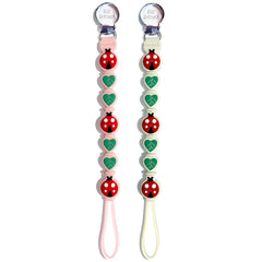 BIGSPINACH ladybug leaf design pacifier clip keeps pacifier secure on baby clothes