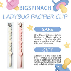 BIGSPINACH pacifier clip attached to baby clothing for easy daily access