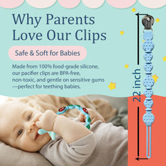 BigSpinach pacifier clip secure clasp attached to baby clothing during activity.