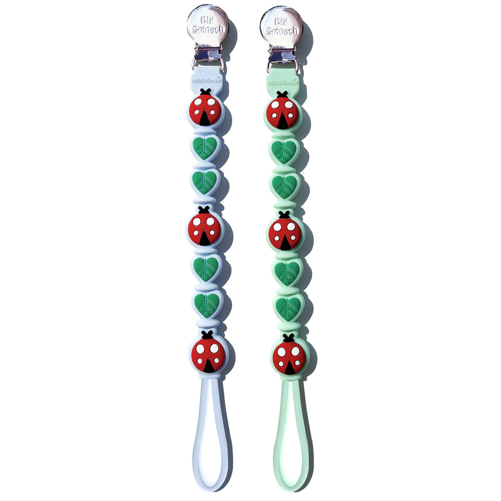 BIGSPINACH silicone pacifier clip with secure clasp keeps pacifier on clothing