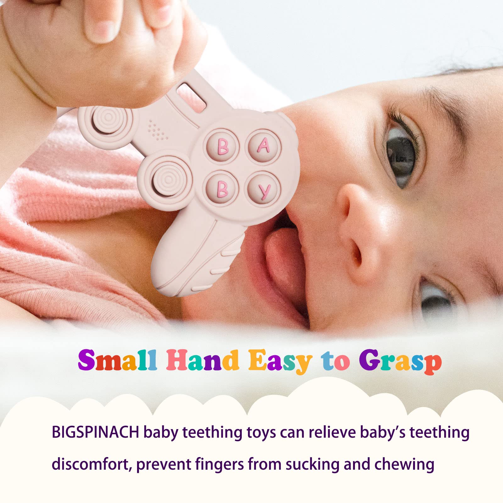 BIGSPINACH silicone teether is durable and easy to clean after playtime.