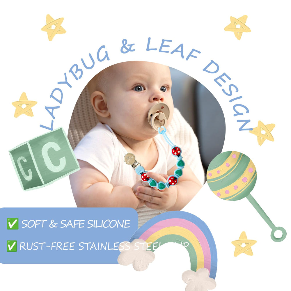 BIGSPINACH soft silicone teether clip supports soothing and keeps items near