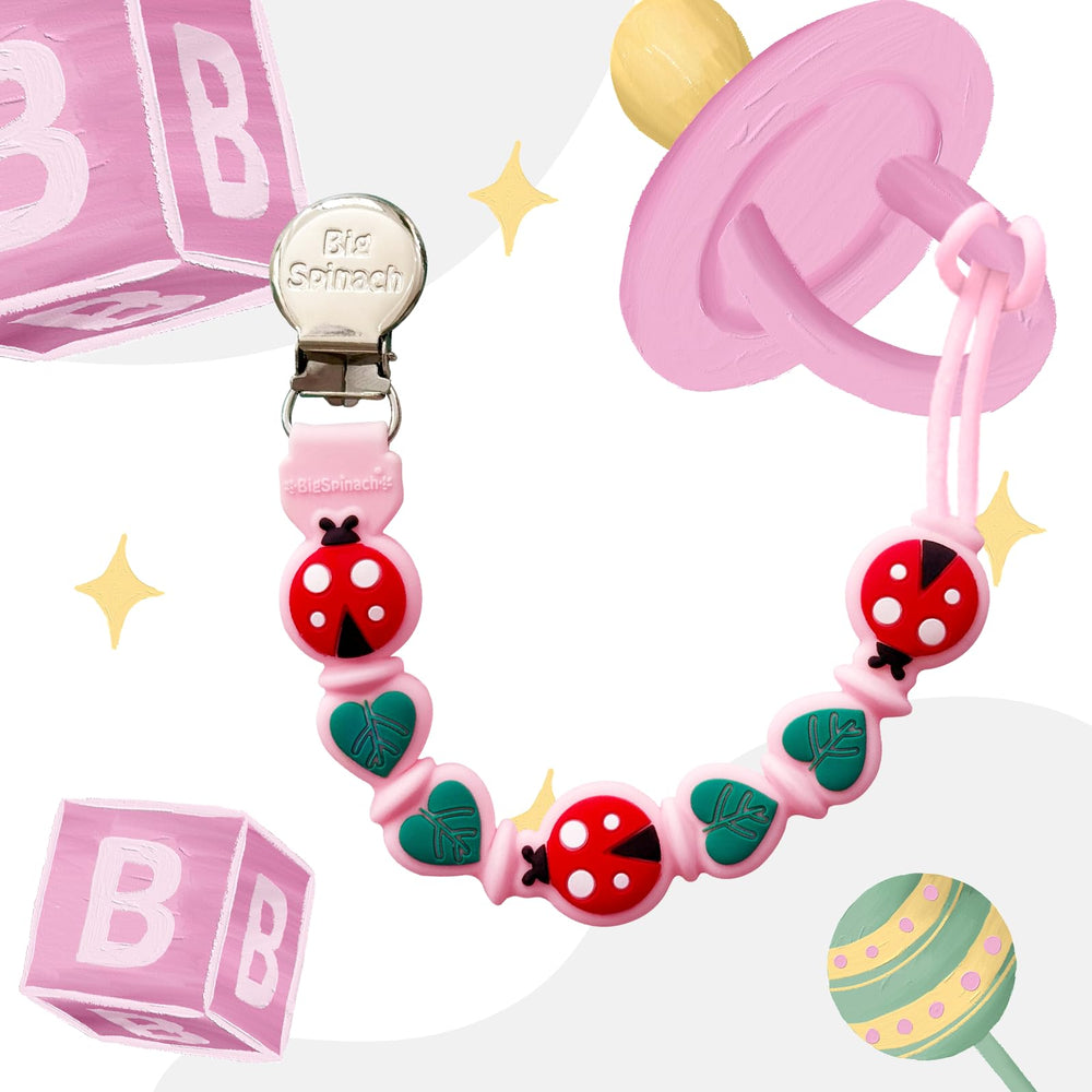 BIGSPINACH teether pacifier clip suitable for teethers and small toys