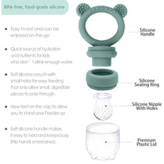 BIGSPINACH teething popsicle mold with handle; soothing gums with frozen treats.