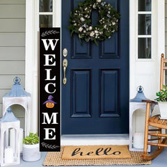Biinhiiy welcome sign on porch adds curb appeal and character.
