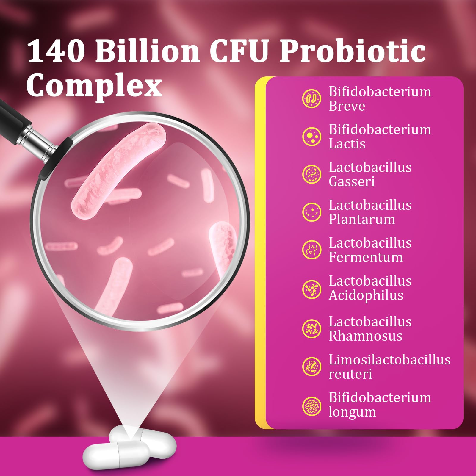 Gut health and hormone balance shown through probiotic representation