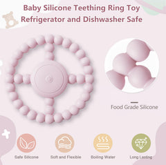 BIKCANP chew ring for babies in pink silicone, easy to clean