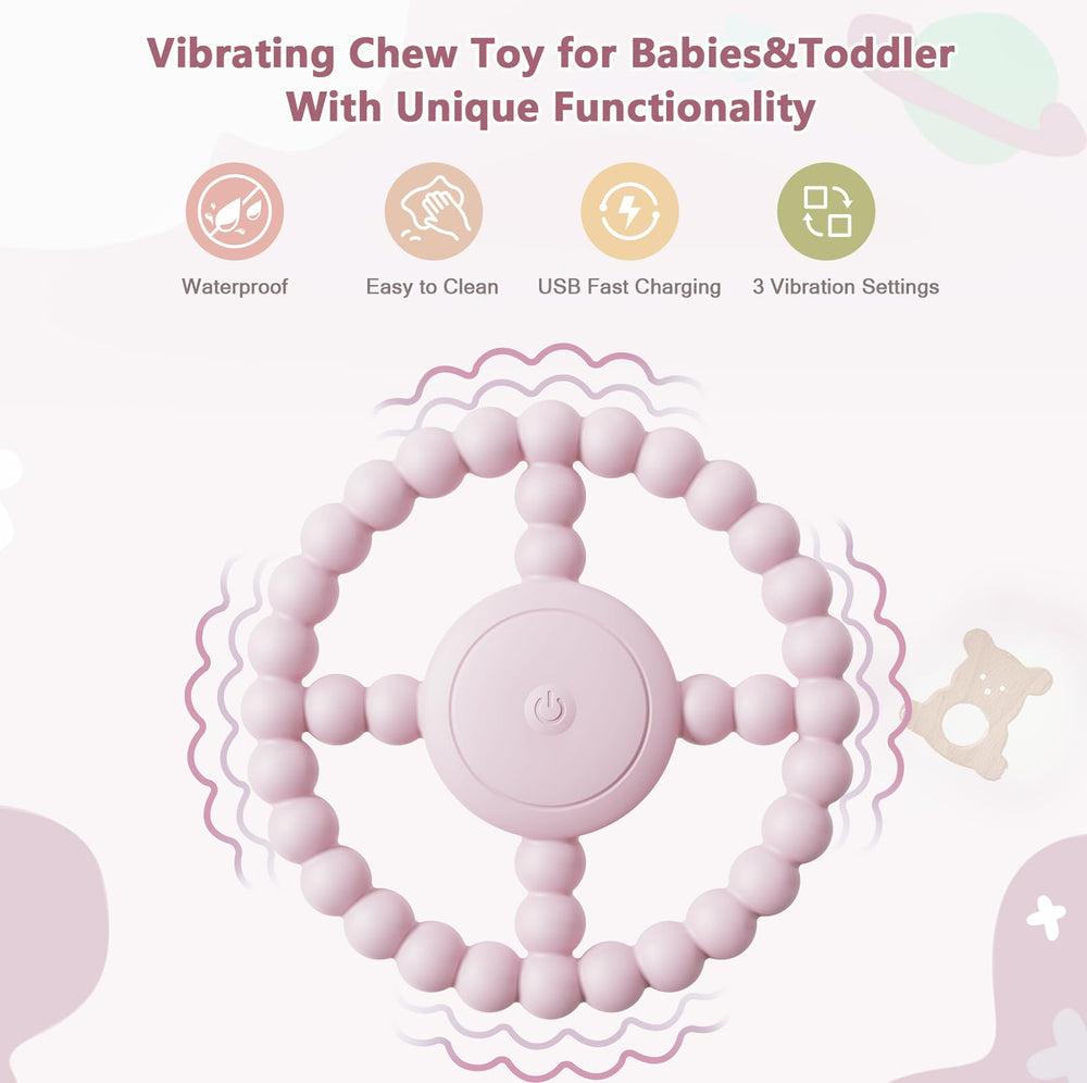 BIKCANP oral development chew toy in pink, promotes jaw movement