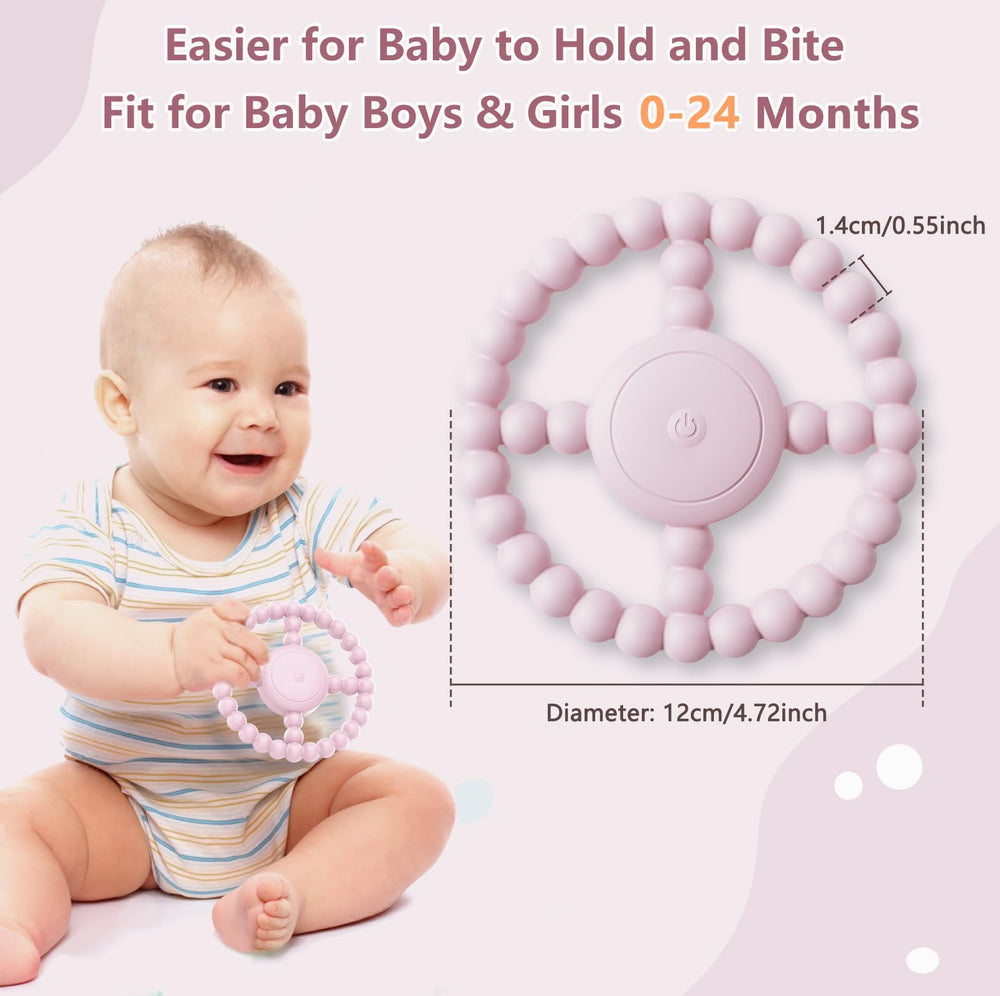 BIKCANP USB rechargeable teether in pink, convenient on-the-go sensory support