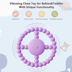 BIKCANP purple chew toy side view, safe silicone teether design