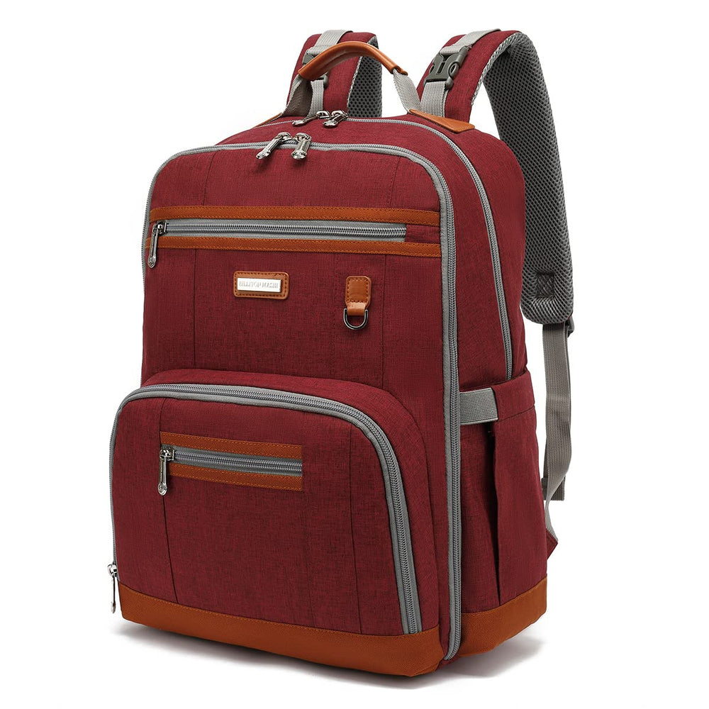 Billiton Mashi diaper backpack exterior waterproof finish resists spills during travel.
