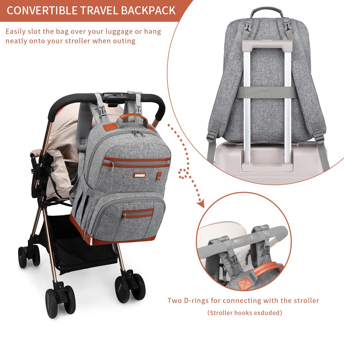 BILLITON MASHI diaper bag internal changing pad, ready for easy diaper changes.