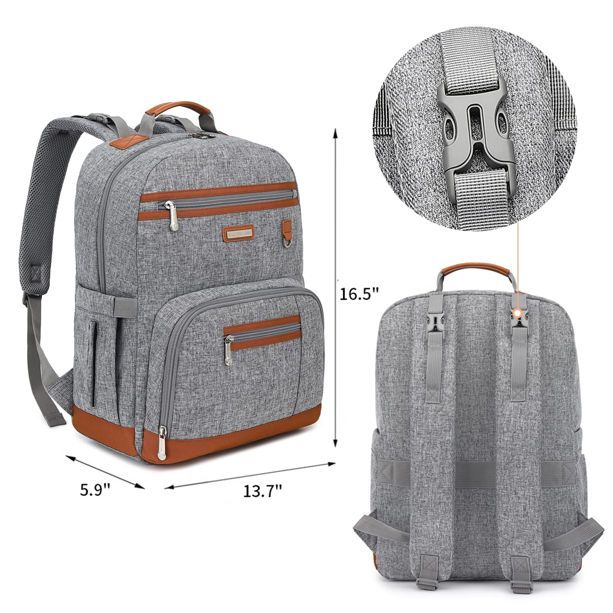 BILLITON MASHI diaper bag with insulated bottle pockets keeps liquids at temp.