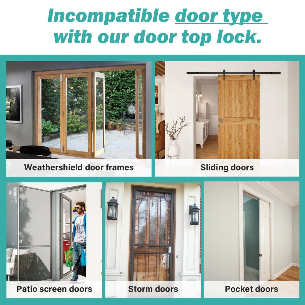 BILLROAD door top lock in hallway shows two-sided operation for better control.