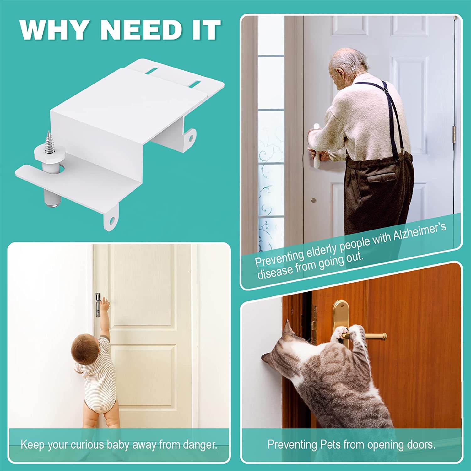 BILLROAD safety lock installed on bathroom door demonstrates sliding security.