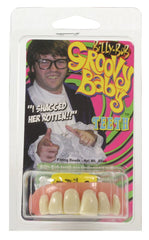 Billy-Bob MIK Funshopping Groovy Baby wearable fake teeth on model for quick cosplay use.