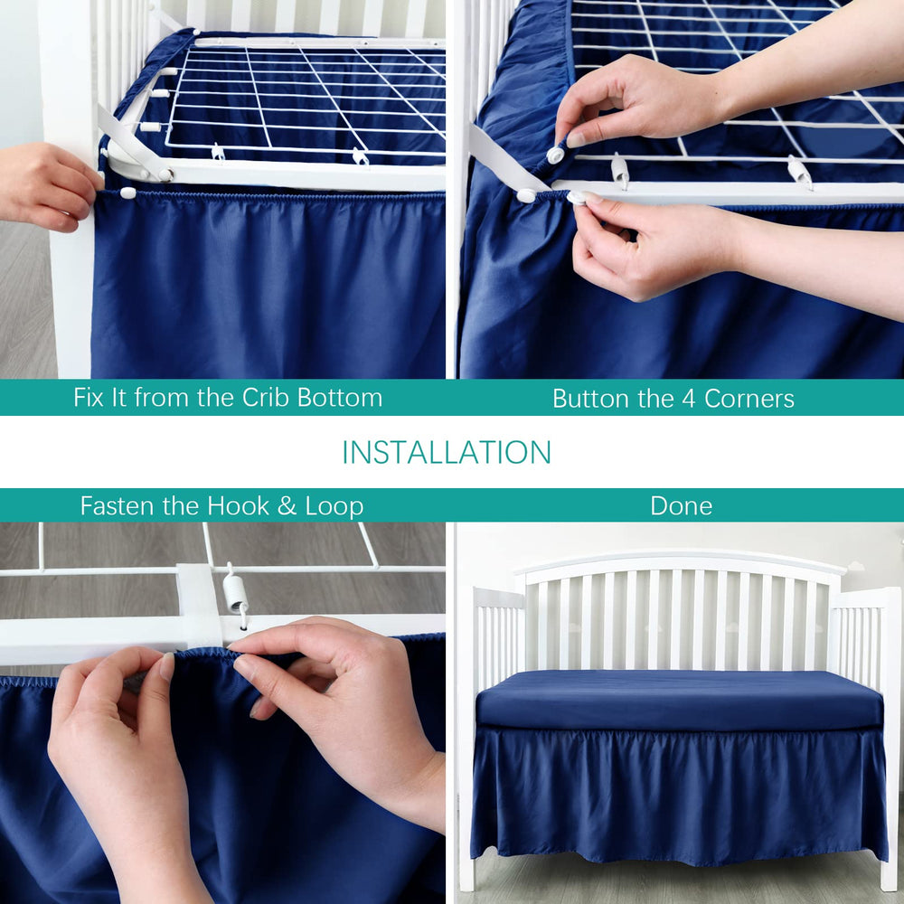 Biloban adjustable elastic ruffle on all sides simplifies setup and removal.