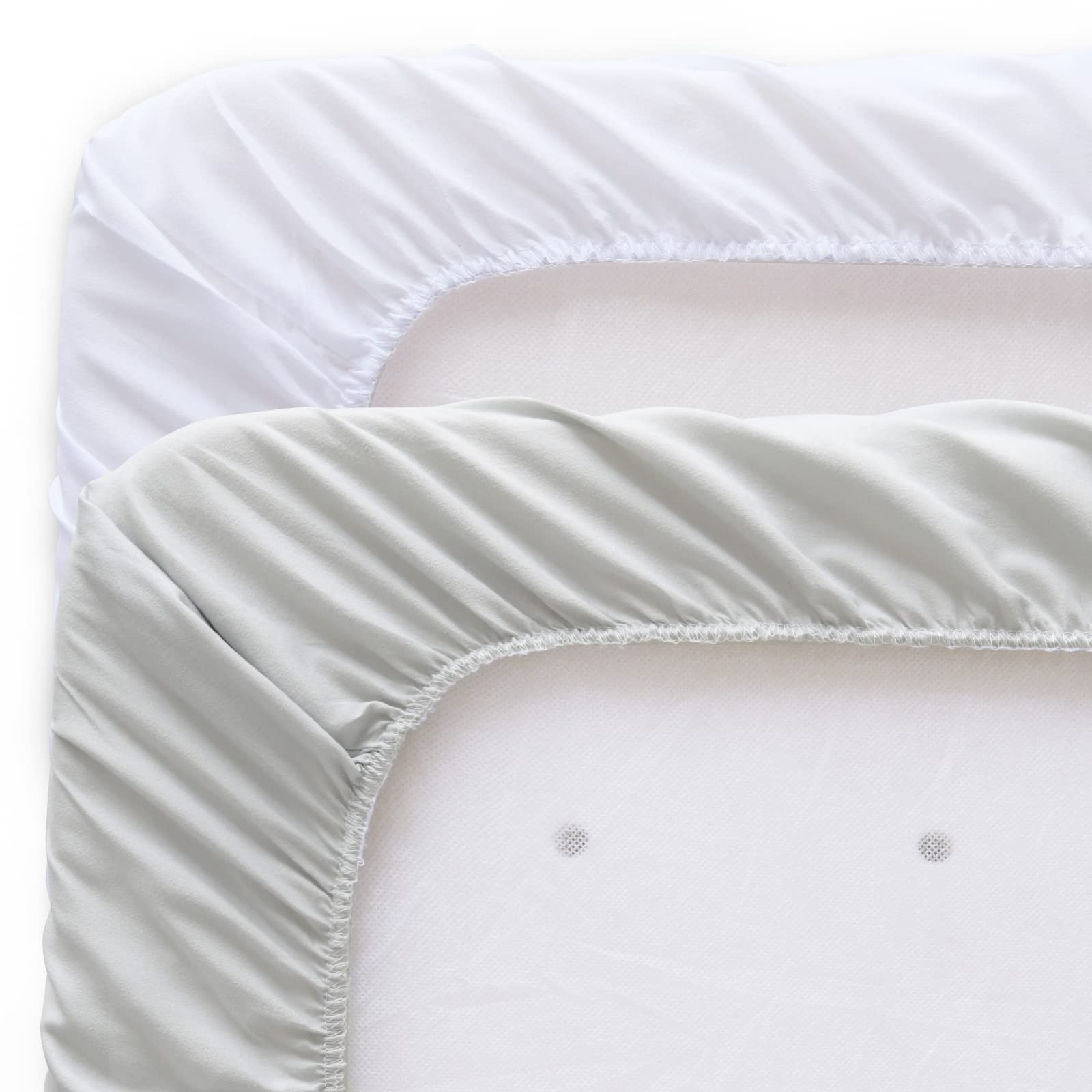 Sheets with full elastic edge stay in place during active sleep.