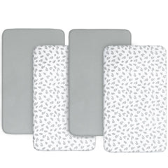 Biloban baby bassinet sheets 4-pack: ultra-soft microfiber for cozy sleep.