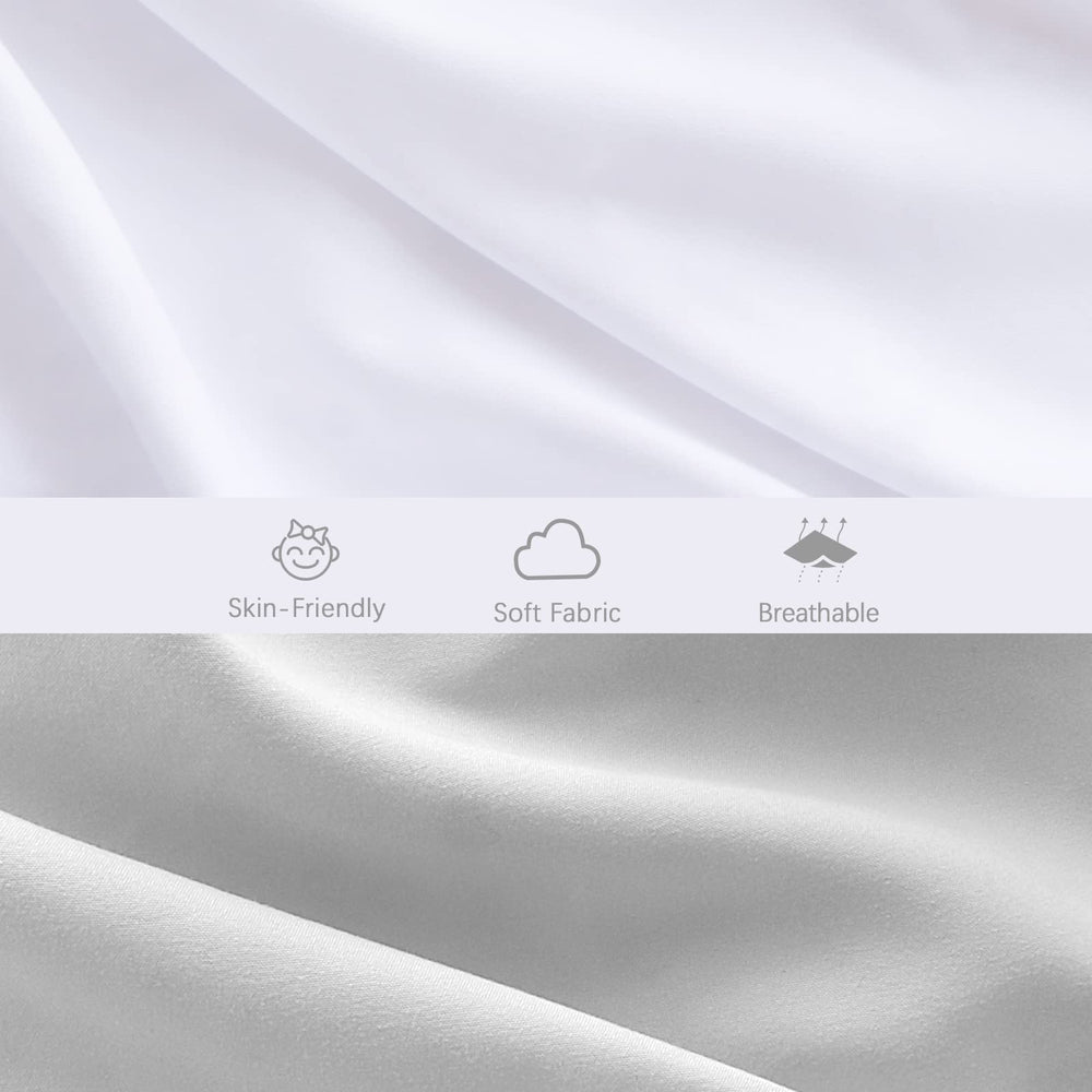 Grey and white design adds calm, coordinating with nursery decor.