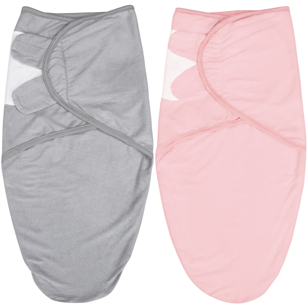 Biloban baby swaddle 0-3m in grey and pink for newborn comfort.