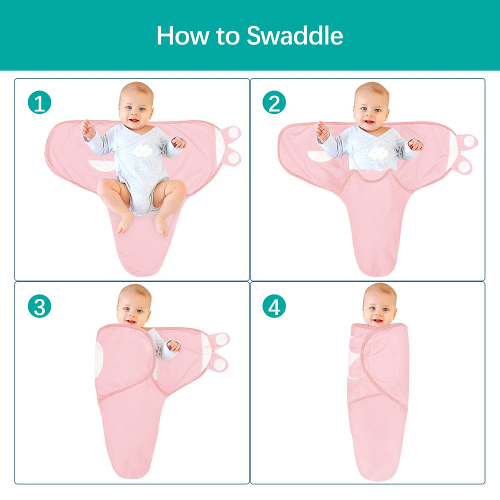 Biloban 2-pack newborn swaddles in grey and pink for parents.