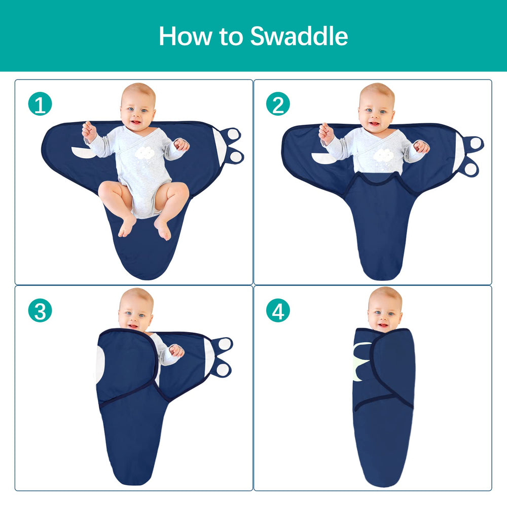 Biloban 4-pack swaddles arranged for newborn sleep comfort at home