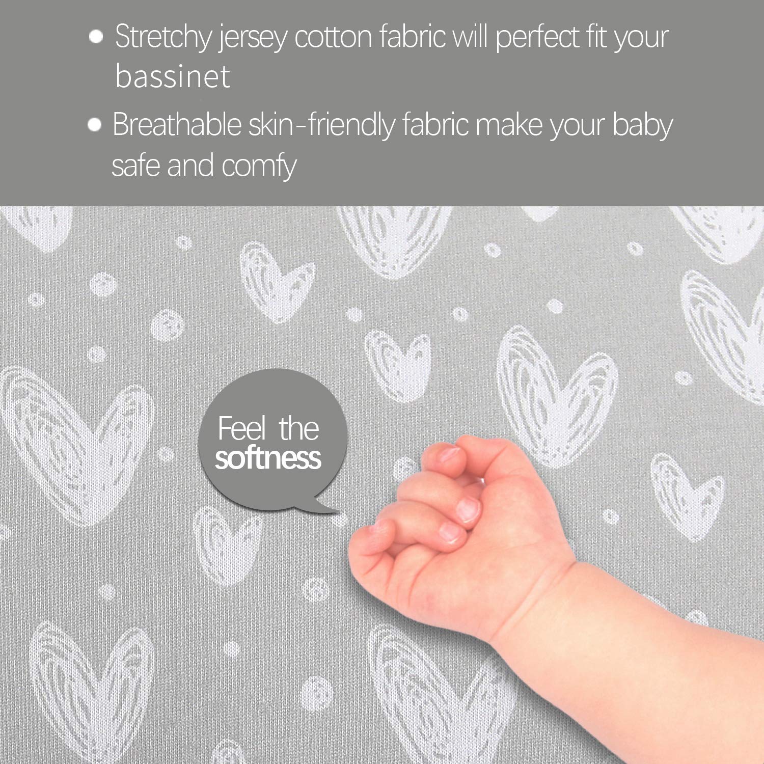 Easy-care Biloban bassinet sheet, machine washable and durable
