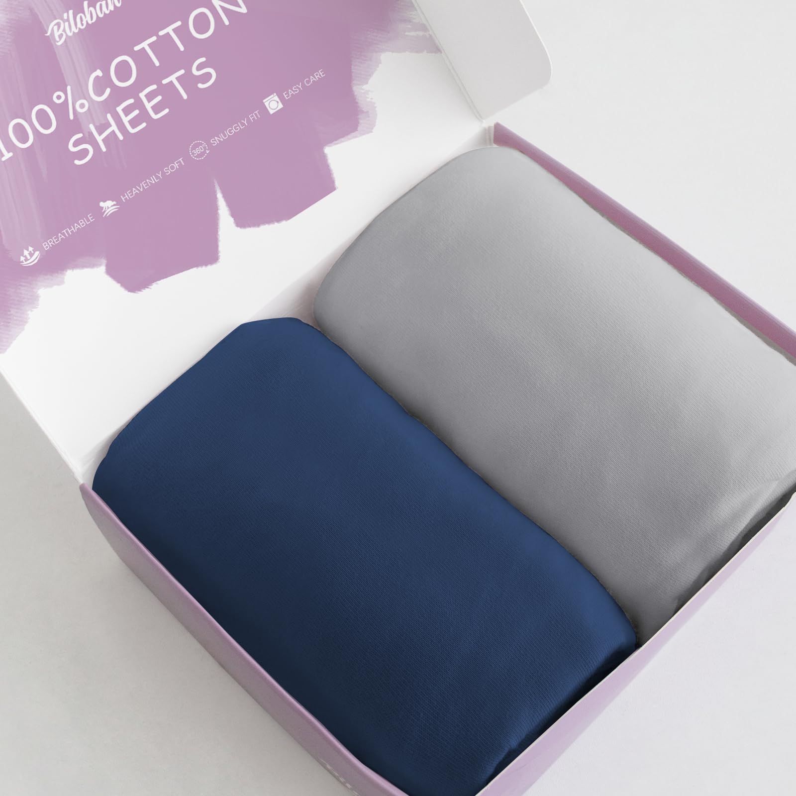 Biloban bassinet sheet gray tight-fit on bedside sleeper with secure appearance