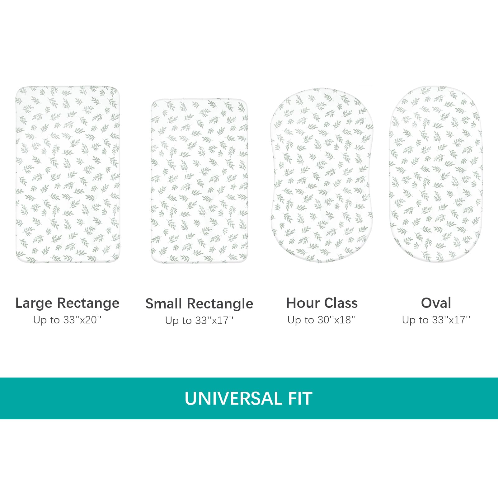 Biloban 4-pack green leaf sheets keeps bassinet tidy and comfortable.