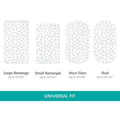 Biloban 4-pack green leaf sheets keeps bassinet tidy and comfortable.