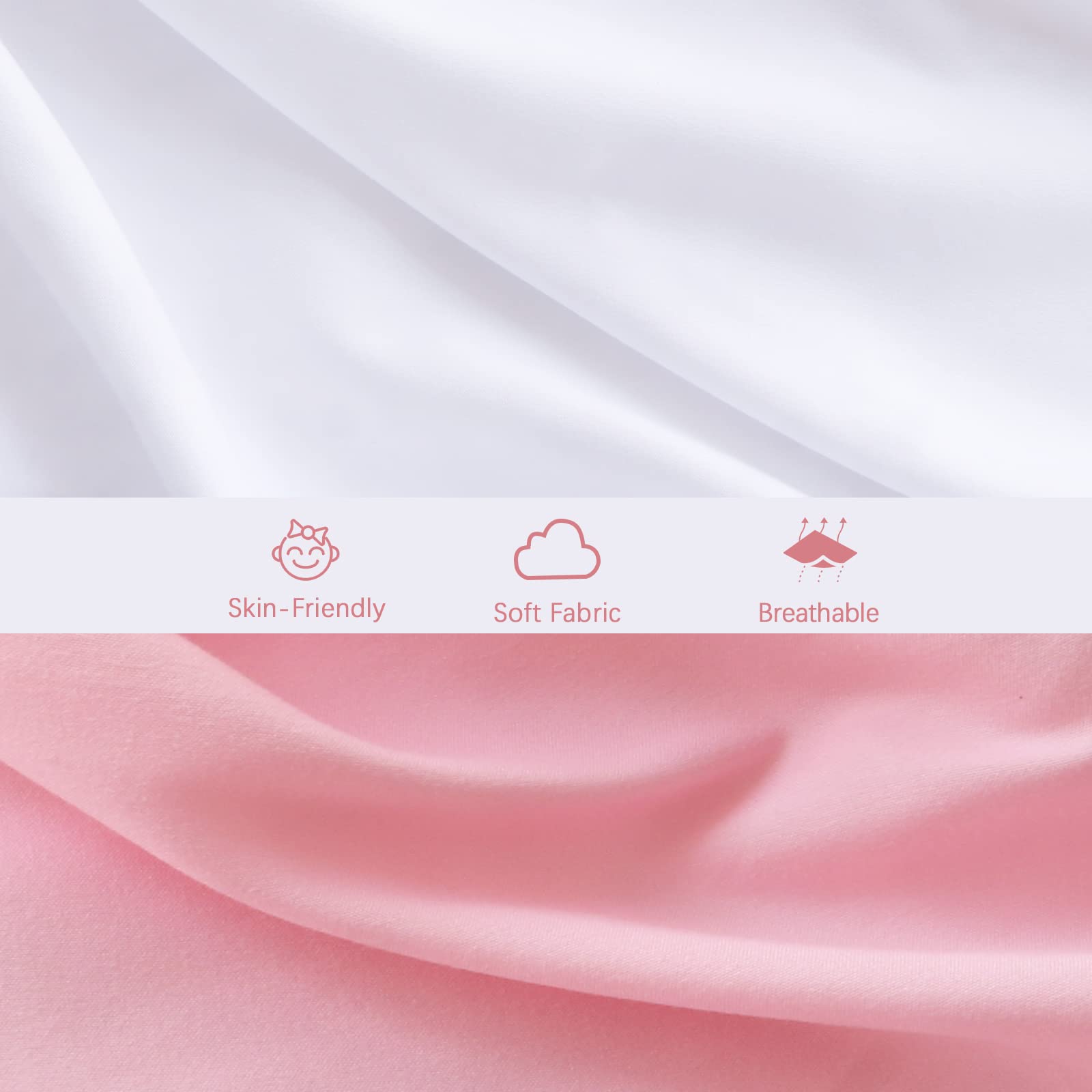 Biloban pink-white 4-pack bassinet sheets for easy care and quick changes.