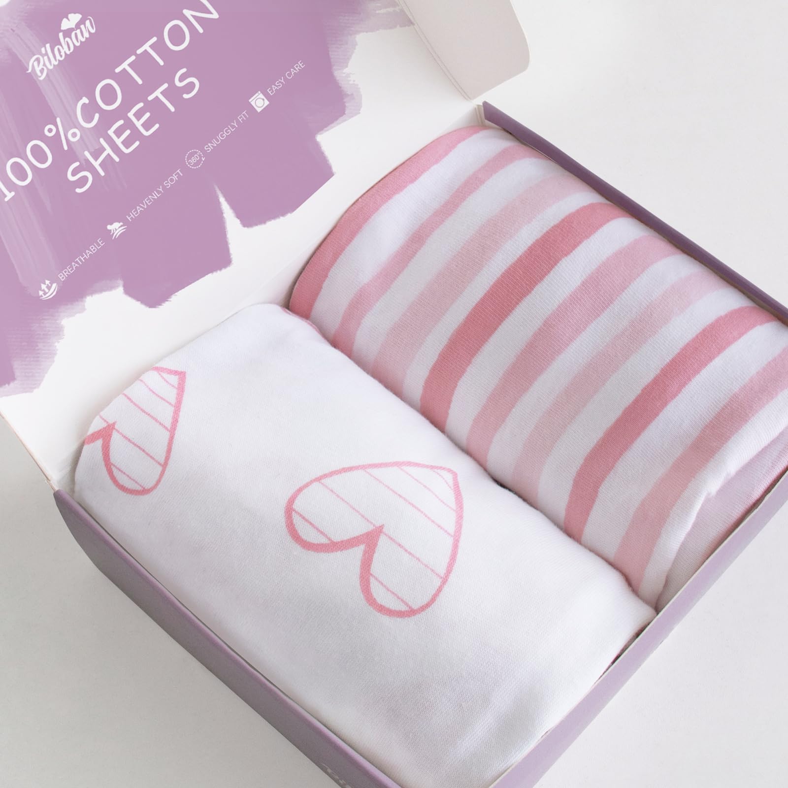 Biloban bassinet sheet in pink print fits 4moms Mamaroo for breathable baby comfort