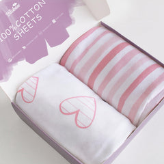 Biloban bassinet sheet in pink print fits 4moms Mamaroo for breathable baby comfort