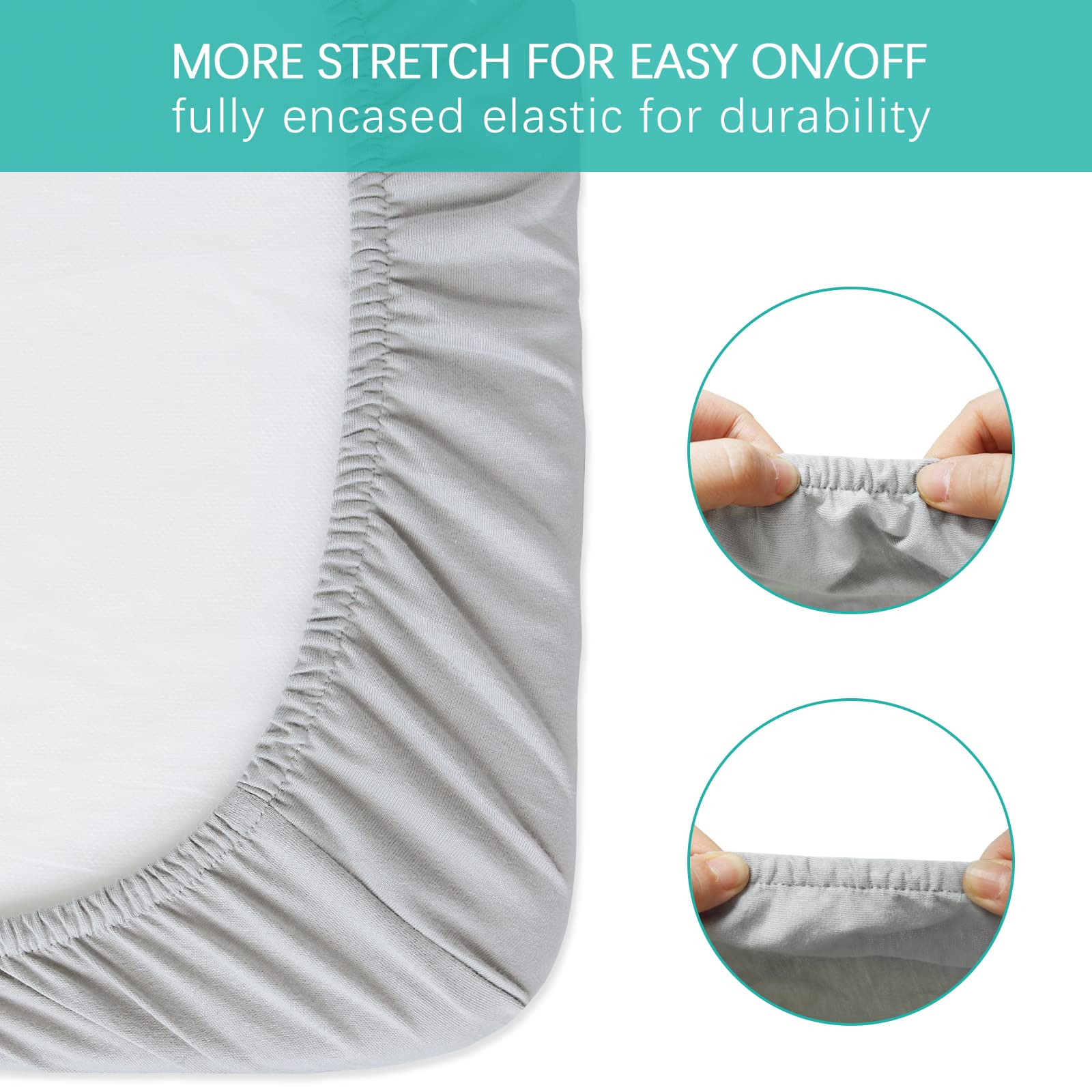 Biloban bassinet sheets on Graco Sense2Snooze bassinet showing secure fit and stability.