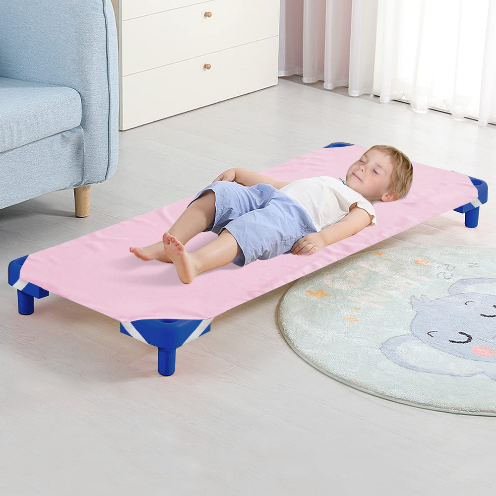 Biloban cot sheet closeup fabric shows soft microfiber for daycare comfort.