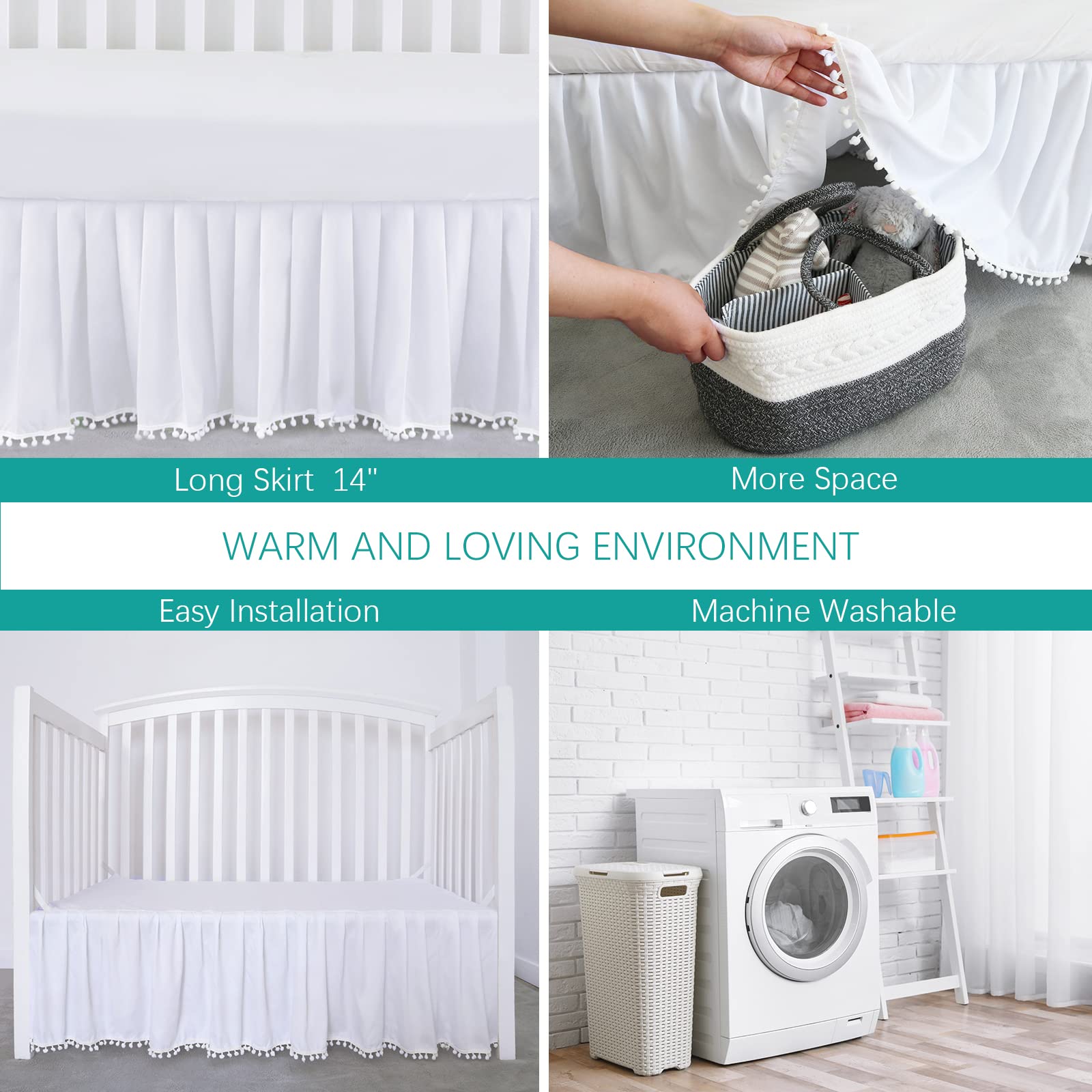 Biloban crib skirt fits standard cribs and toddler beds