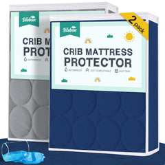 Biloban crib mattress protector 2-pack provides waterproof coverage for baby sleep.