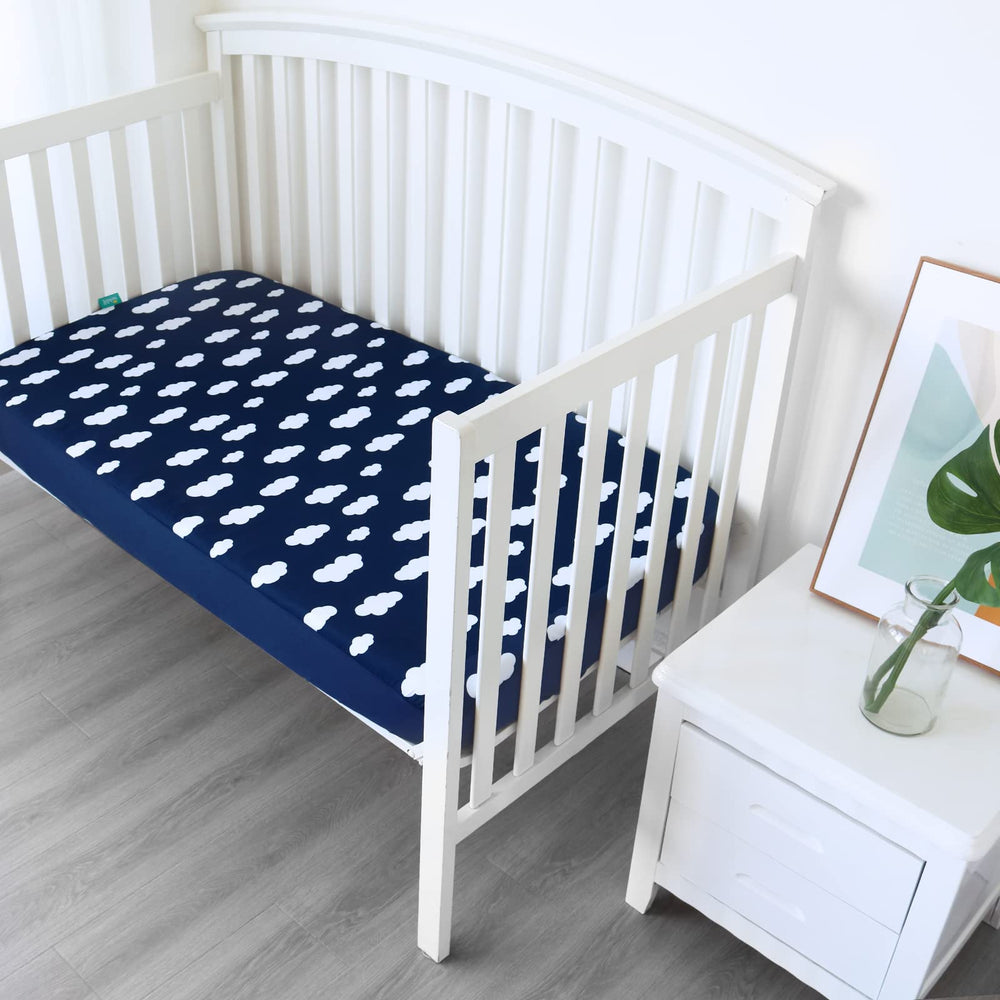 Folded in a basket, these four sheets stay organized for quick baby changes.