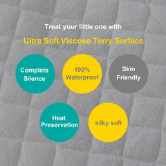 Biloban fitted crib mattress cover shown snugly securing a standard crib.