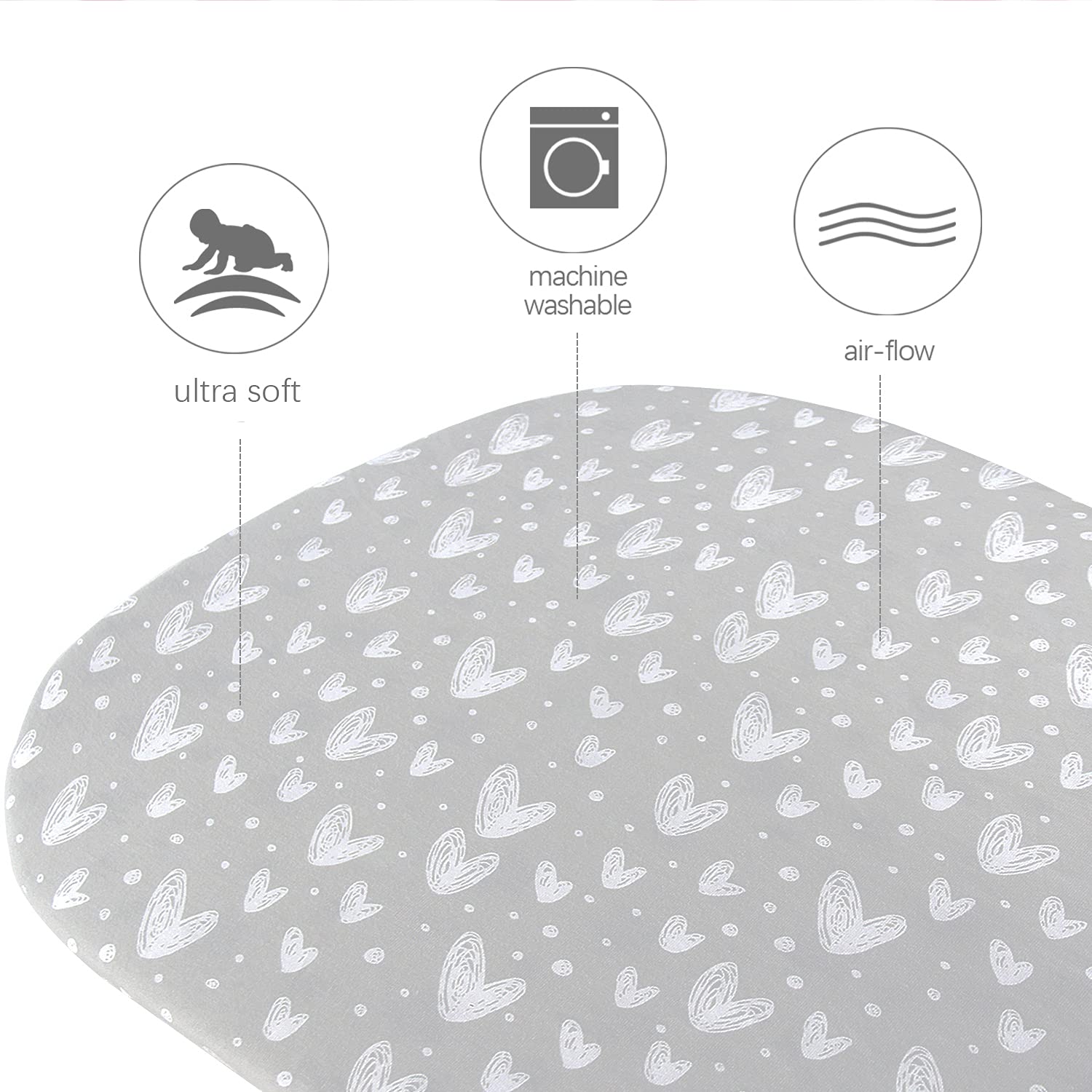 Ultra-soft jersey knit cotton sheets for baby's delicate skin.