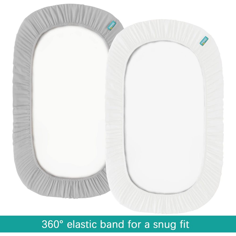 Biloban lifetime guarantee logo with bassinet sheets.
