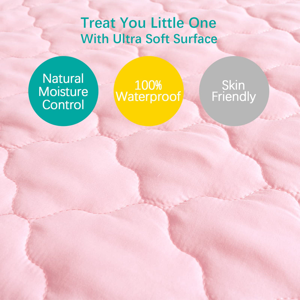 Machine washable pink protector designed for quick cleanup after accidents