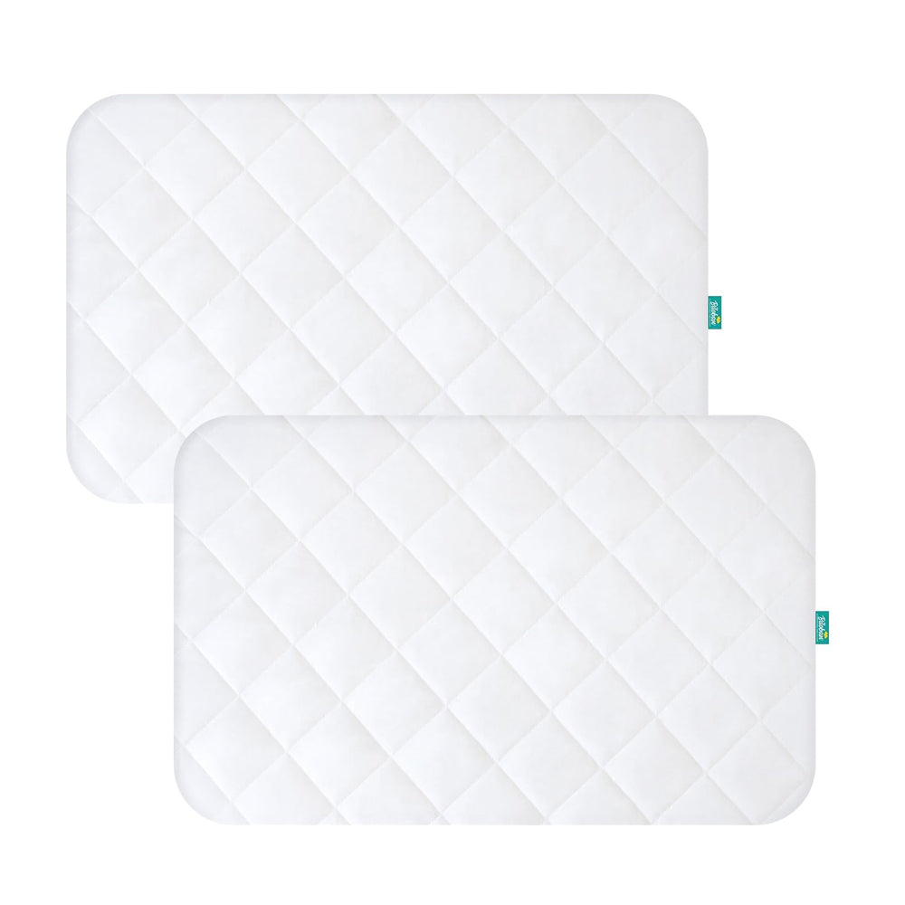 Biloban mini crib protector with perfect-fit design guards 38x24 inch mattress.