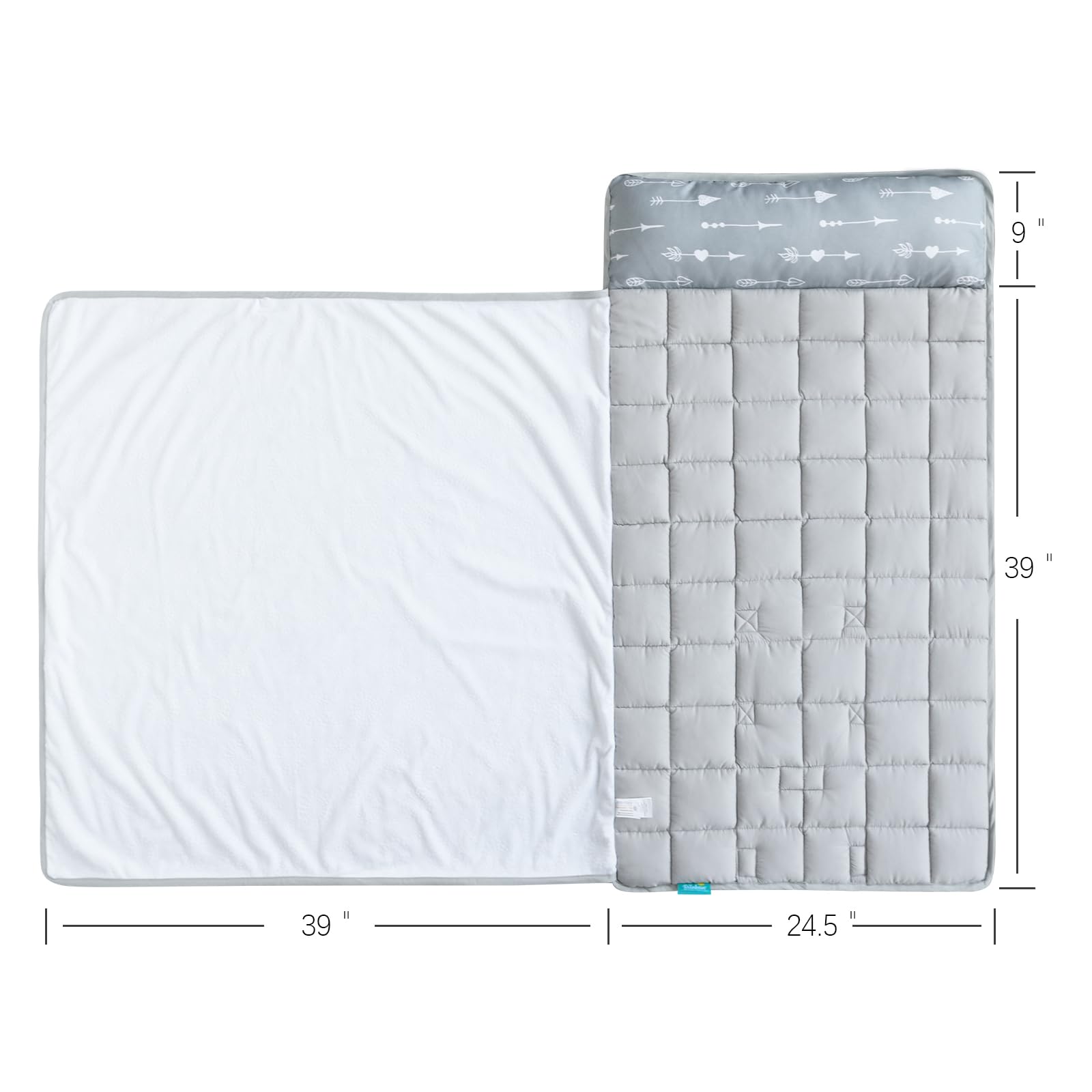 Biloban nap mat fleece minky blanket adds soft warmth for naps.