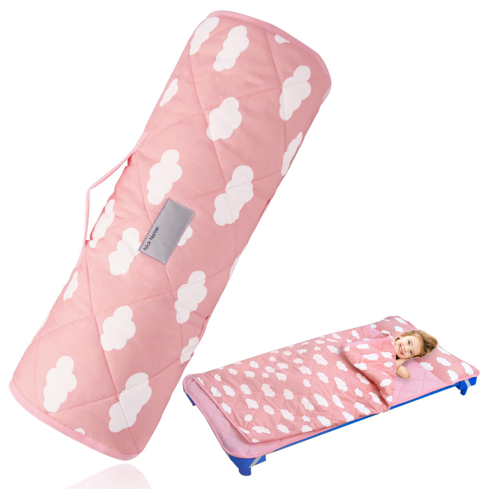Biloban pink cloud pattern adds cheerful feel for nap time.