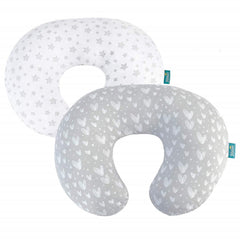 Biloban nursing pillow cover in grey-white pattern offers breathable, skin-friendly comfort.